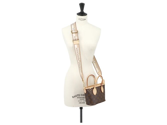 Saco Louis Vuitton Neverfull BB Monogram Marrom Bege Monograma - vista 10
