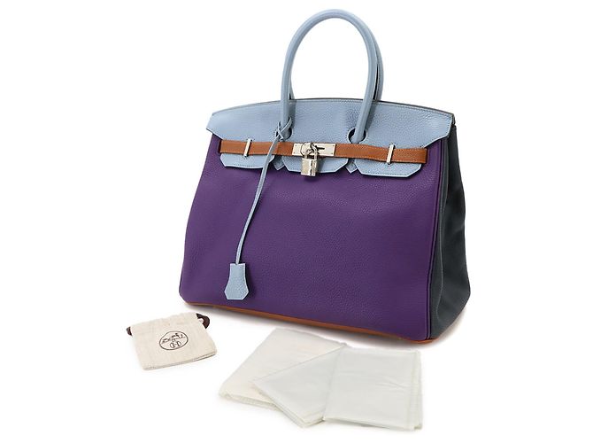 Hermès Hermes Birkin 35 Arlequin Handtasche Blau Grau Taupe - Ansicht 2