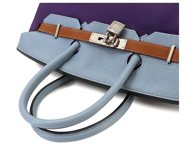 Hermès Hermes Birkin 35 Arlequin Handtasche Blau Grau Taupe - Ansicht 6