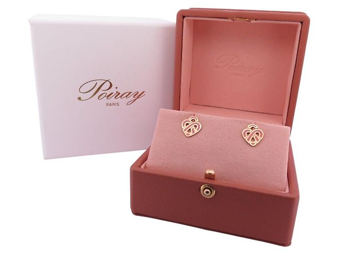 NUEVOS PENDIENTES POIRAY CORAZÓN ENTRELAZADO ESMALTE ROSA & ORO AMARILLO 18K Dorado - vista 10