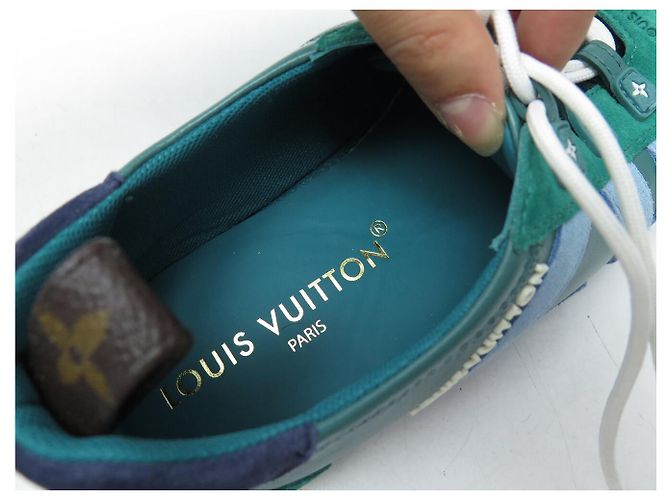 SNEAKERS LOUIS VUITTON SNEAKERINA 1AHNDY 35 NUOVE PELLE E Camoscio VERDE - vista 15