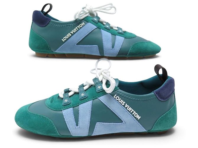 SNEAKERS LOUIS VUITTON SNEAKERINA 1AHNDY 35 NUOVE PELLE E Camoscio VERDE - vista 3