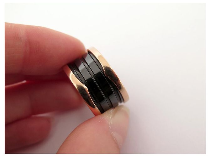 ANELLO BULGARI B ZERO 1 345853 ORO ROSA 18K 9.6GR & CERAMICA NERA T52 Nero - vista 12