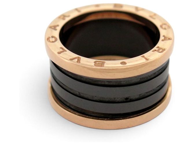 ANELLO BULGARI B ZERO 1 345853 ORO ROSA 18K 9.6GR & CERAMICA NERA T52 Nero - vista 2