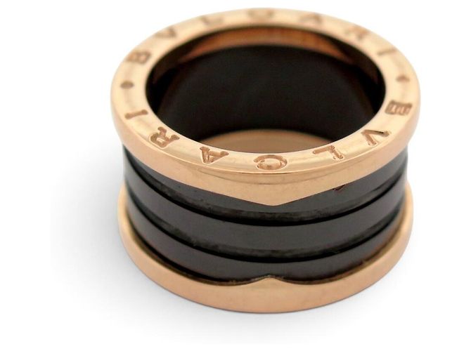 ANELLO BULGARI B ZERO 1 345853 ORO ROSA 18K 9.6GR & CERAMICA NERA T52 Nero - vista 3