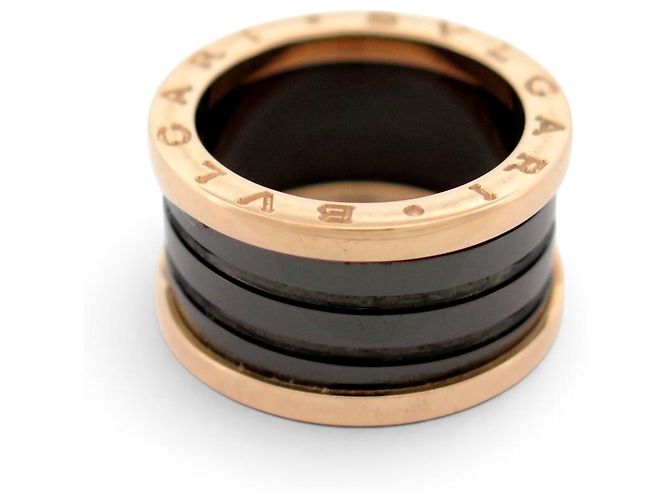 ANELLO BULGARI B ZERO 1 345853 ORO ROSA 18K 9.6GR & CERAMICA NERA T52 Nero - vista 4