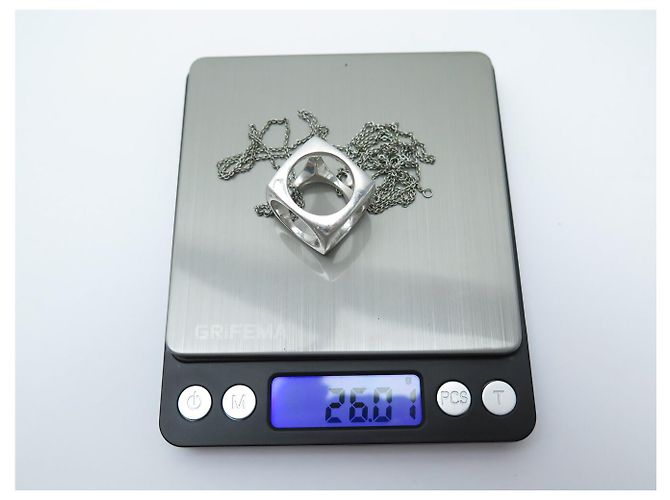 COLLANA DINH VAN LE PAVE SU CATENA IN ARGENTO 925 GM 668304 SILVER NECKLACE - vista 5