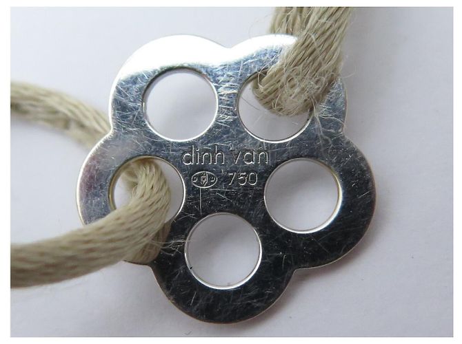 BRACCIALE DINH VAN CORDON FLEUR BUBBLES ORO BIANCO 18K 1.6GR + 5 CORDINI Argento - vista 13