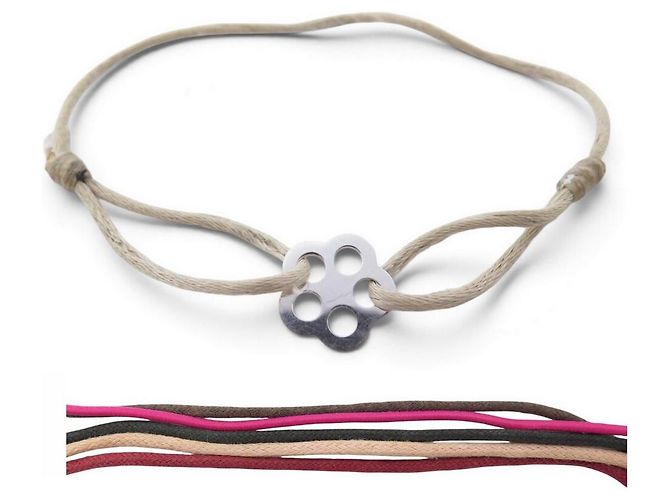 BRACCIALE DINH VAN CORDON FLEUR BUBBLES ORO BIANCO 18K 1.6GR + 5 CORDINI Argento - vista 2