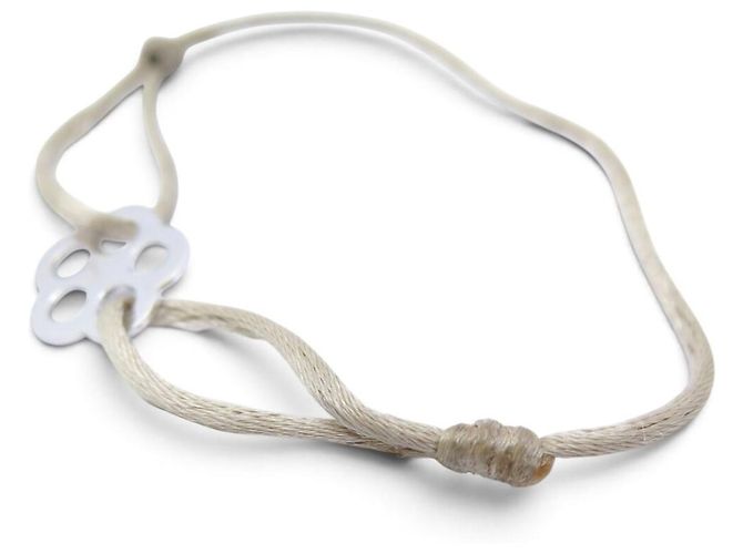 BRACCIALE DINH VAN CORDON FLEUR BUBBLES ORO BIANCO 18K 1.6GR + 5 CORDINI Argento - vista 3