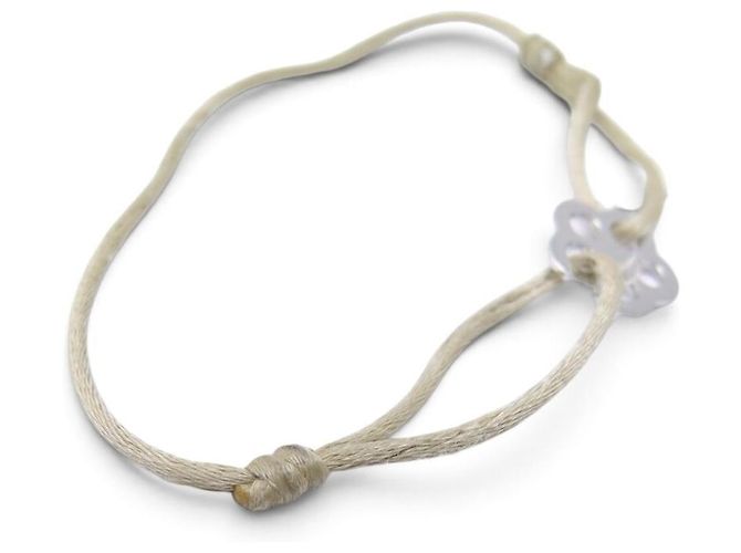 BRACCIALE DINH VAN CORDON FLEUR BUBBLES ORO BIANCO 18K 1.6GR + 5 CORDINI Argento - vista 5