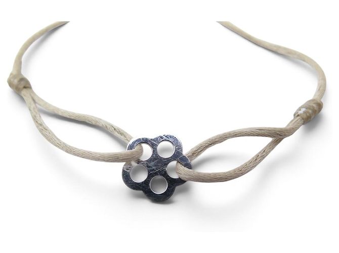 BRACCIALE DINH VAN CORDON FLEUR BUBBLES ORO BIANCO 18K 1.6GR + 5 CORDINI Argento - vista 6