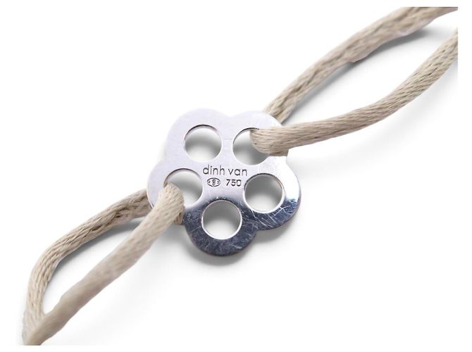BRACCIALE DINH VAN CORDON FLEUR BUBBLES ORO BIANCO 18K 1.6GR + 5 CORDINI Argento - vista 8