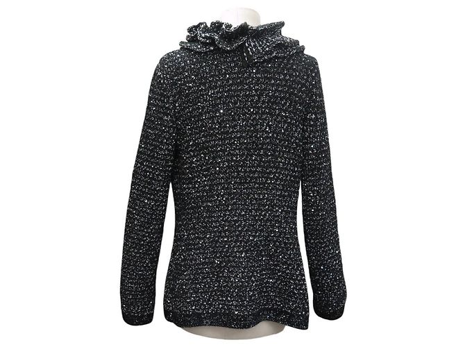 NUEVA CHAQUETA LANVIN 707M DE TWEED NEGRO S 36 BOTONES DE PERLAS BLACK JACKET - vista 3