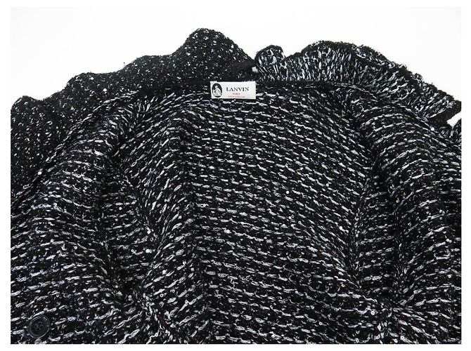 NUEVA CHAQUETA LANVIN 707M DE TWEED NEGRO S 36 BOTONES DE PERLAS BLACK JACKET - vista 4