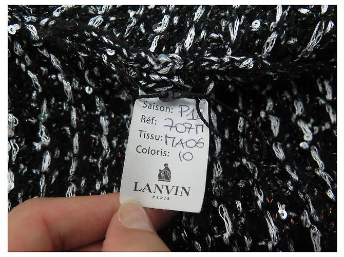 NUEVA CHAQUETA LANVIN 707M DE TWEED NEGRO S 36 BOTONES DE PERLAS BLACK JACKET - vista 7