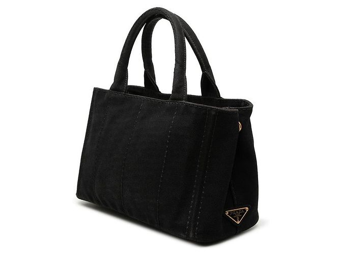 Prada Mini-Handtasche aus Canapa mit Dreiecks-Logo-Plakette Schwarz - Ansicht 2