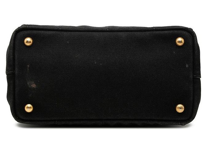 Prada Mini-Handtasche aus Canapa mit Dreiecks-Logo-Plakette Schwarz - Ansicht 3