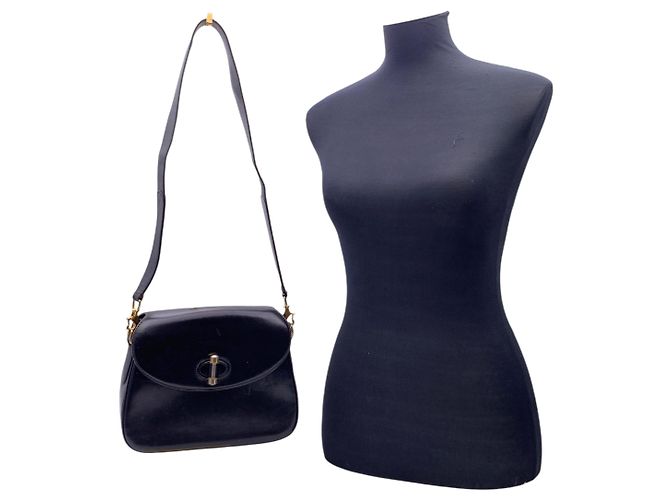 Sac à épaule Gucci Vintage en cuir Box Noir - vue 2