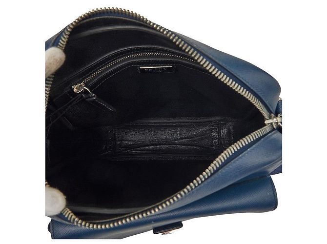 Bolsa Tiracolo Prada com Placa de Logotipo Triangular Azul - vista 10