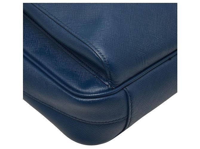 Bolsa Tiracolo Prada com Placa de Logotipo Triangular Azul - vista 5