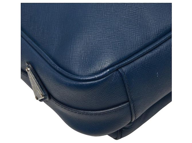 Bolsa Tiracolo Prada com Placa de Logotipo Triangular Azul - vista 7