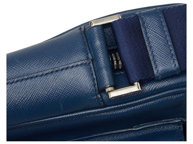 Bolsa Tiracolo Prada com Placa de Logotipo Triangular Azul - vista 9