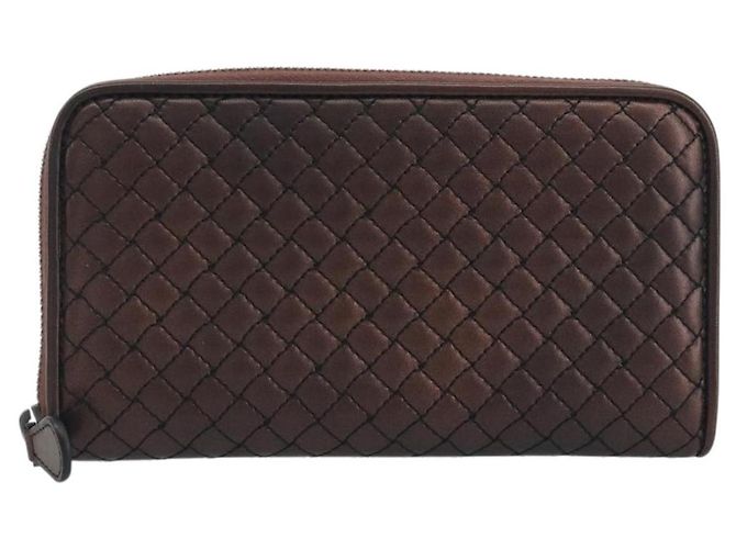 BOTTEGA VENETA Round Long Wallet Leather Brown - vista 2