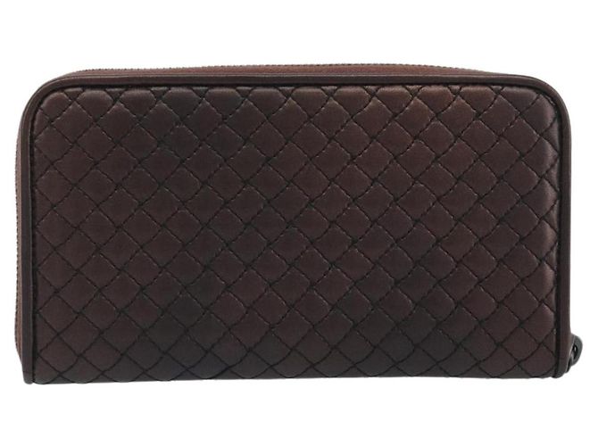 BOTTEGA VENETA Round Long Wallet Leather Brown - vista 3