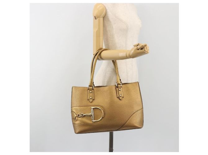 GUCCI Horsebit Tote Bag Leather Gold 137385 - vista 22