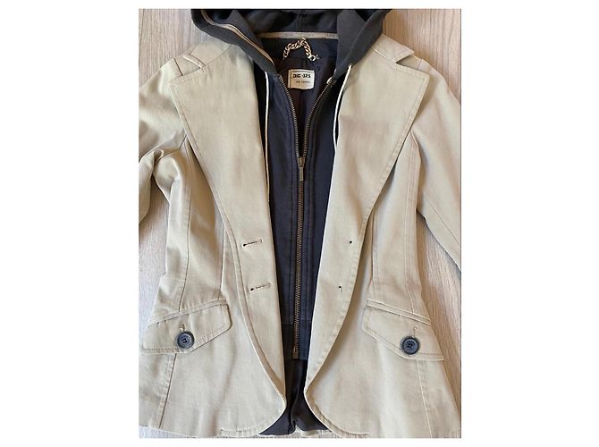 Autre Marque Blazer Celyn b. de mezcla de algodón beige con capucha desmontable Negro - vista 4