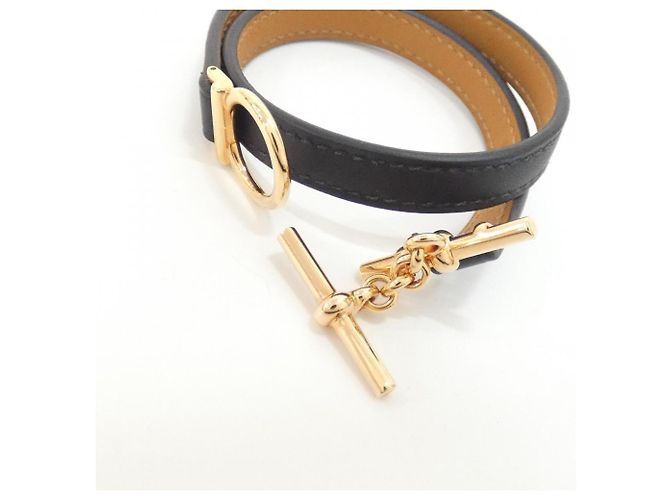 Hermès Hermes Closioir Double Tour Charm-Armband Schwarz Golden - Ansicht 4