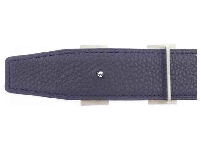 Hermès Ceinture réversible Hermes H 32mm Noir Bleu Marine - vue 3