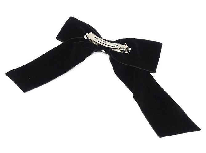 Pasador de terciopelo Chanel AA8557 Negro Plata Dorado - vista 2