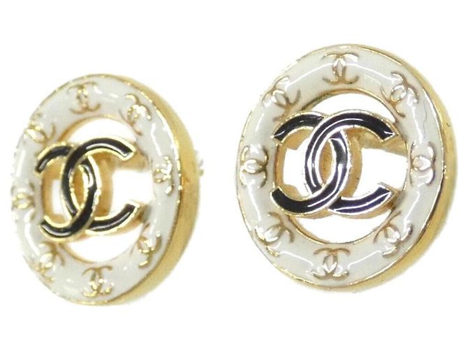 Chanel ABC998 Stecker-Ohrringe Schwarz Weiß Golden - Ansicht 2