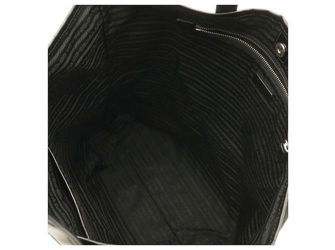 Borsa Tote a Spalla Prada in Nylon e Pelle Nero - vista 8