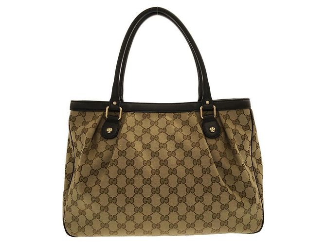 Borsa a mano Gucci in tela GG beige - vista 2