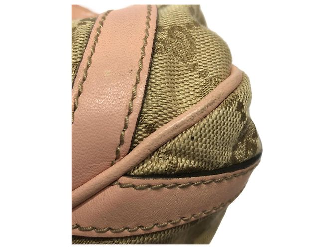 Borsa a tracolla Gucci in tela GG beige e marrone - vista 3