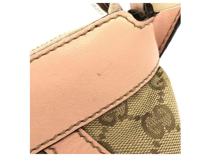 Borsa a tracolla Gucci in tela GG beige e marrone - vista 6