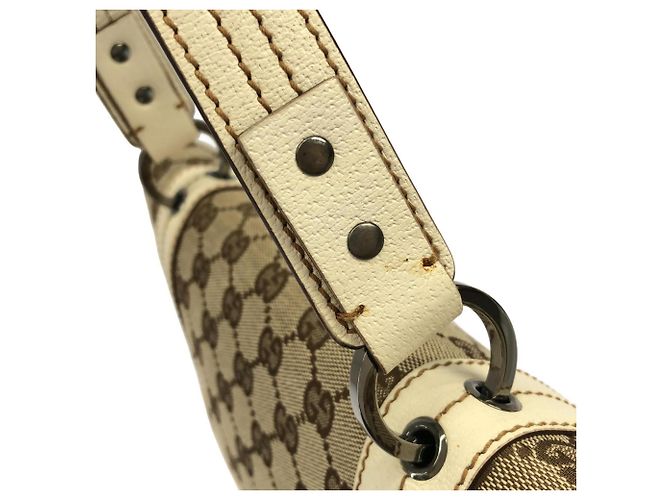 Sac à main Gucci 113014 Toile GG Beige Blanc - vue 5