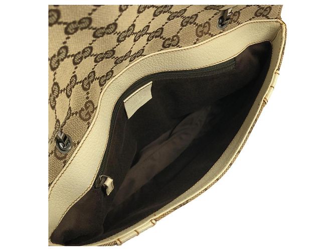 Sac à main Gucci 113014 Toile GG Beige Blanc - vue 8