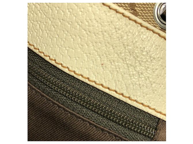 Sac à main Gucci 113014 Toile GG Beige Blanc - vue 9