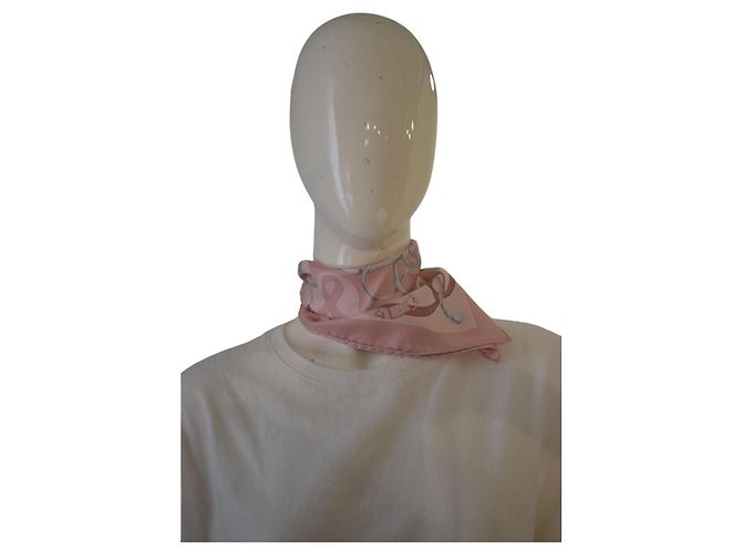 Hermès Gavroche 45 Seidentuch Mors et Gourmettes Rose Powder Pink Weiß Grau - Ansicht 10