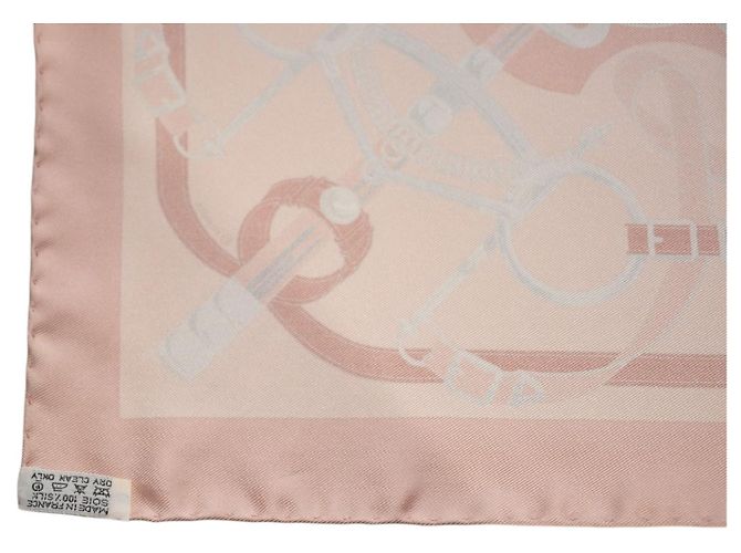 Hermès Gavroche 45 Seidentuch Mors et Gourmettes Rose Powder Pink Weiß Grau - Ansicht 11