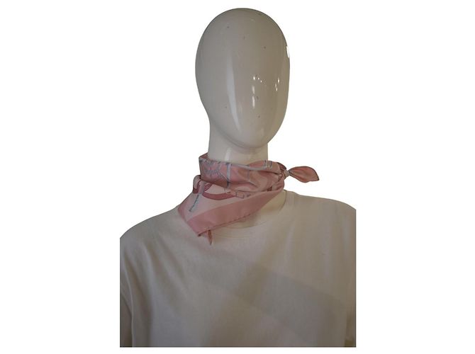 Hermès Gavroche 45 Seidentuch Mors et Gourmettes Rose Powder Pink Weiß Grau - Ansicht 9