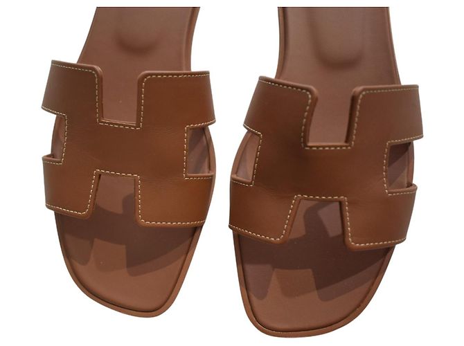 Hermès Oran Sandali Pelle Marrone 39 - vista 10