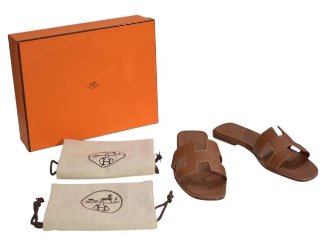 Hermès Oran Sandali Pelle Marrone 39 - vista 2