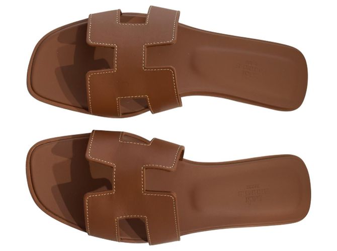 Hermès Oran Sandali Pelle Marrone 39 - vista 5