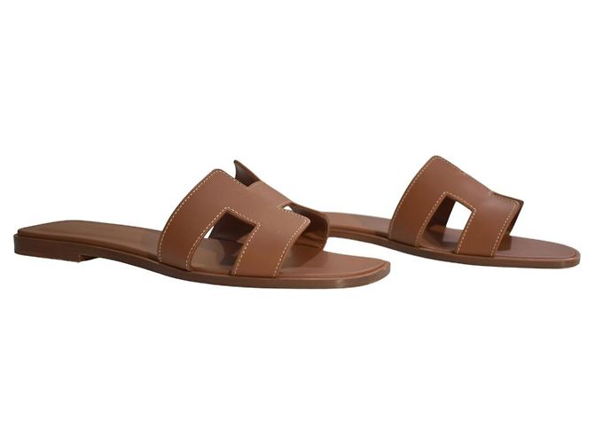 Hermès Oran Sandali Pelle Marrone 39 - vista 6