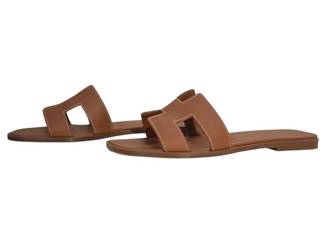 Hermès Oran Sandali Pelle Marrone 39 - vista 7